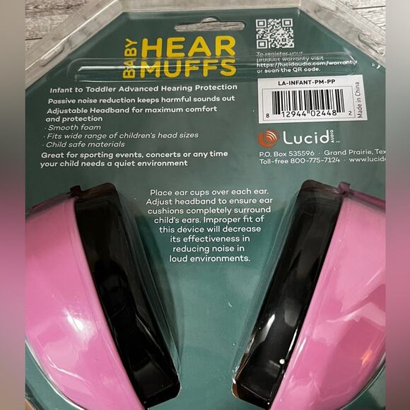 Lucid Audio Pink Baby Hear Muffs Ear Protection Noise Canceling Headphones - Picture 3 of 6